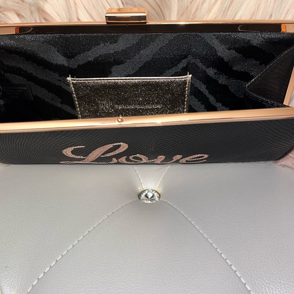 INC International Concepts Carolyn "Love" Black Sequin Clutch - Picture 6 of 15